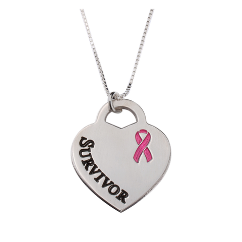 Survivor Breast Cancer Heart Necklace 1 item