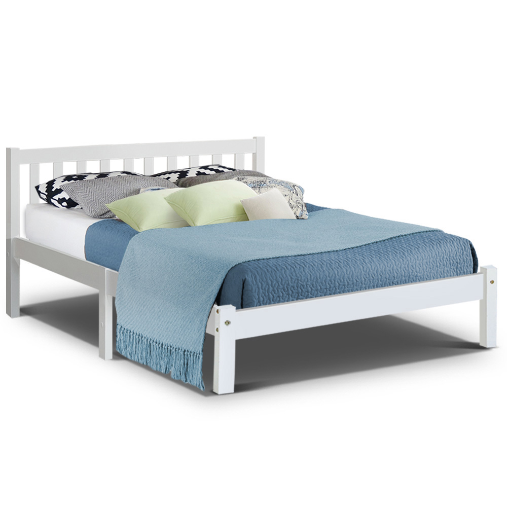 Artiss Double Full Size Wooden Bed Frame Sofie Pine Timber Mattress Base Bedroom