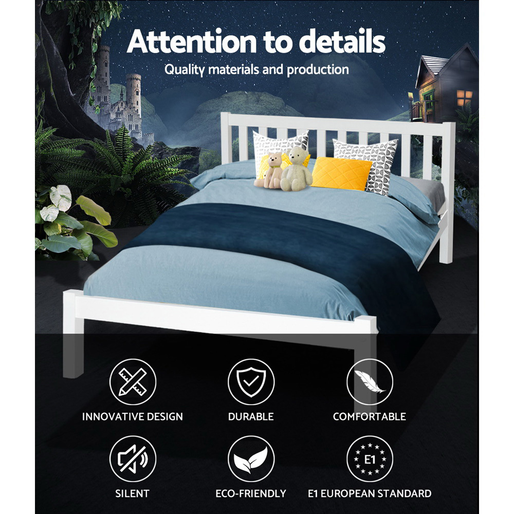 Artiss Double Full Size Wooden Bed Frame Sofie Pine Timber Mattress Base Bedroom