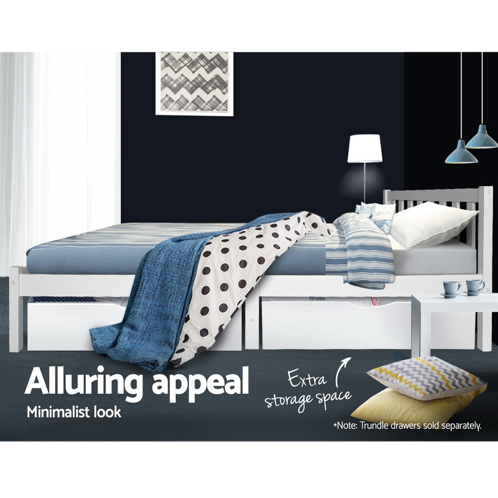 Artiss Double Full Size Wooden Bed Frame Sofie Pine Timber Mattress Base Bedroom
