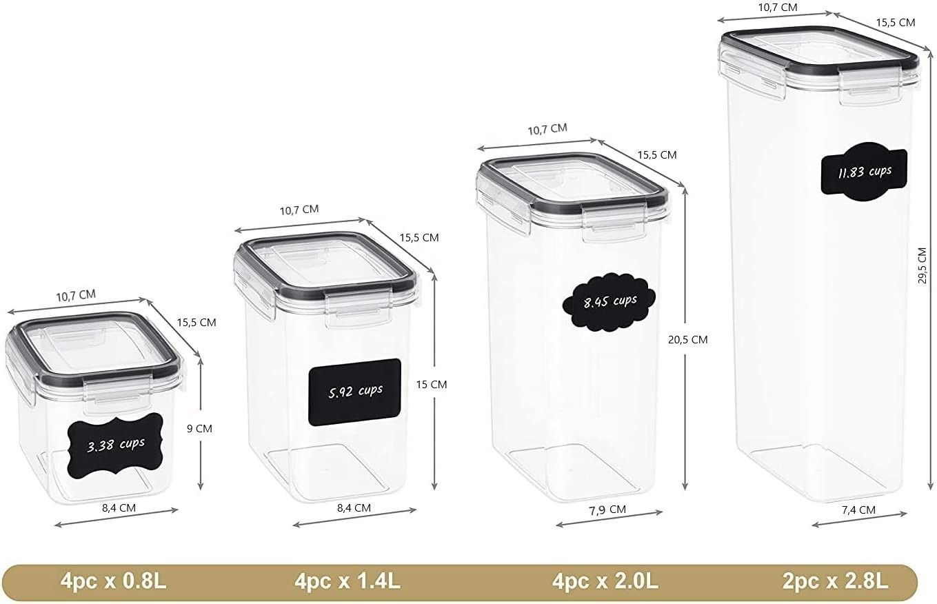 7 Pieces Plastic Bpa Free Food Storage Containers for Kitchen (black)