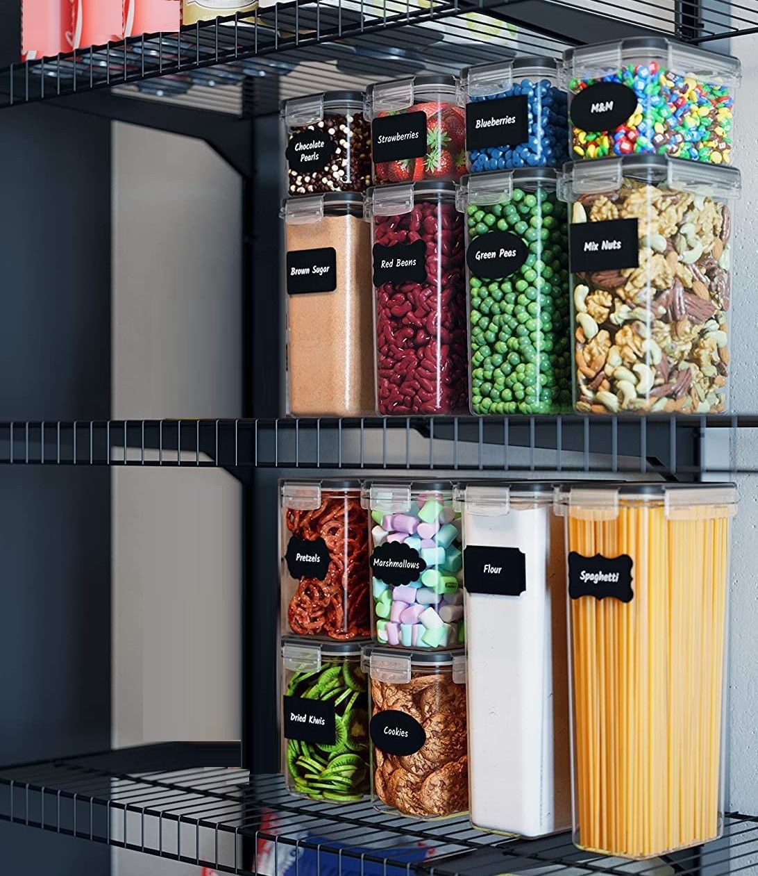 7 Pieces Plastic Bpa Free Food Storage Containers for Kitchen (black)