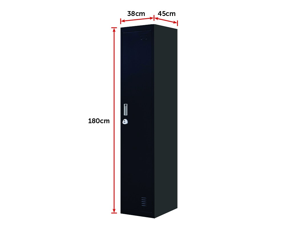 3-digit Combination Lock One-door Office Gym Shed Clothing Locker Cabinet Black