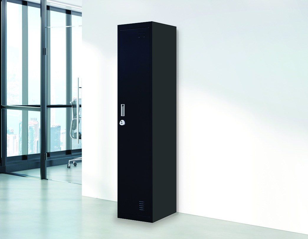 3-digit Combination Lock One-door Office Gym Shed Clothing Locker Cabinet Black
