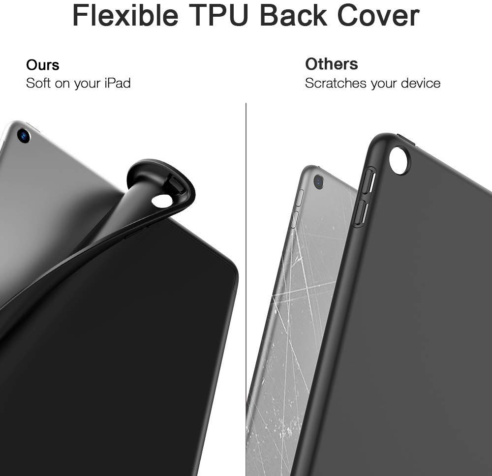 Ipad 10.2 2019 7th Pencil Holder Slim Smart Tpu Soft Edge Case Black