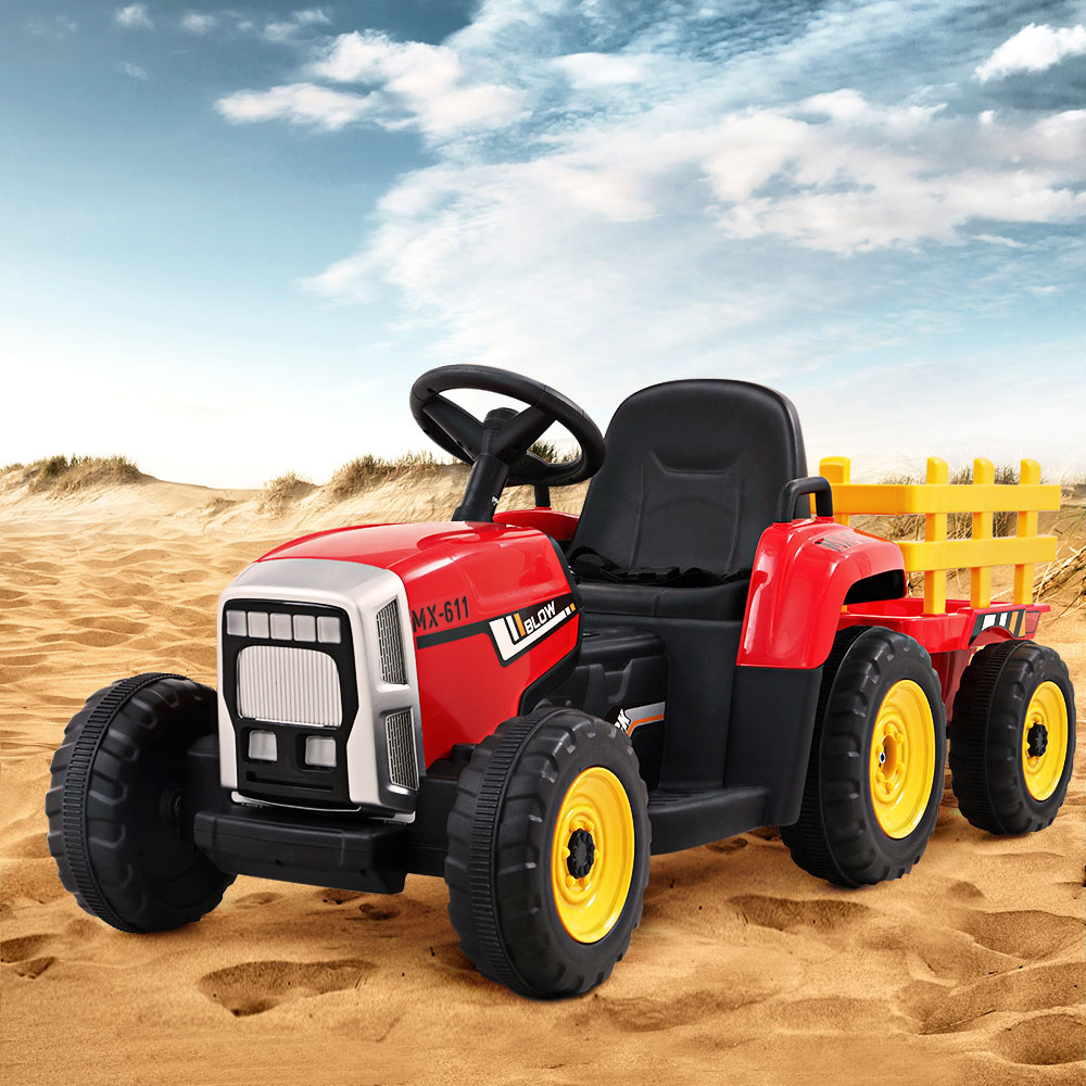 Rigo Ride On Car Tractor Toy Kids Electric Cars 12v Battery Child Toddlers Red