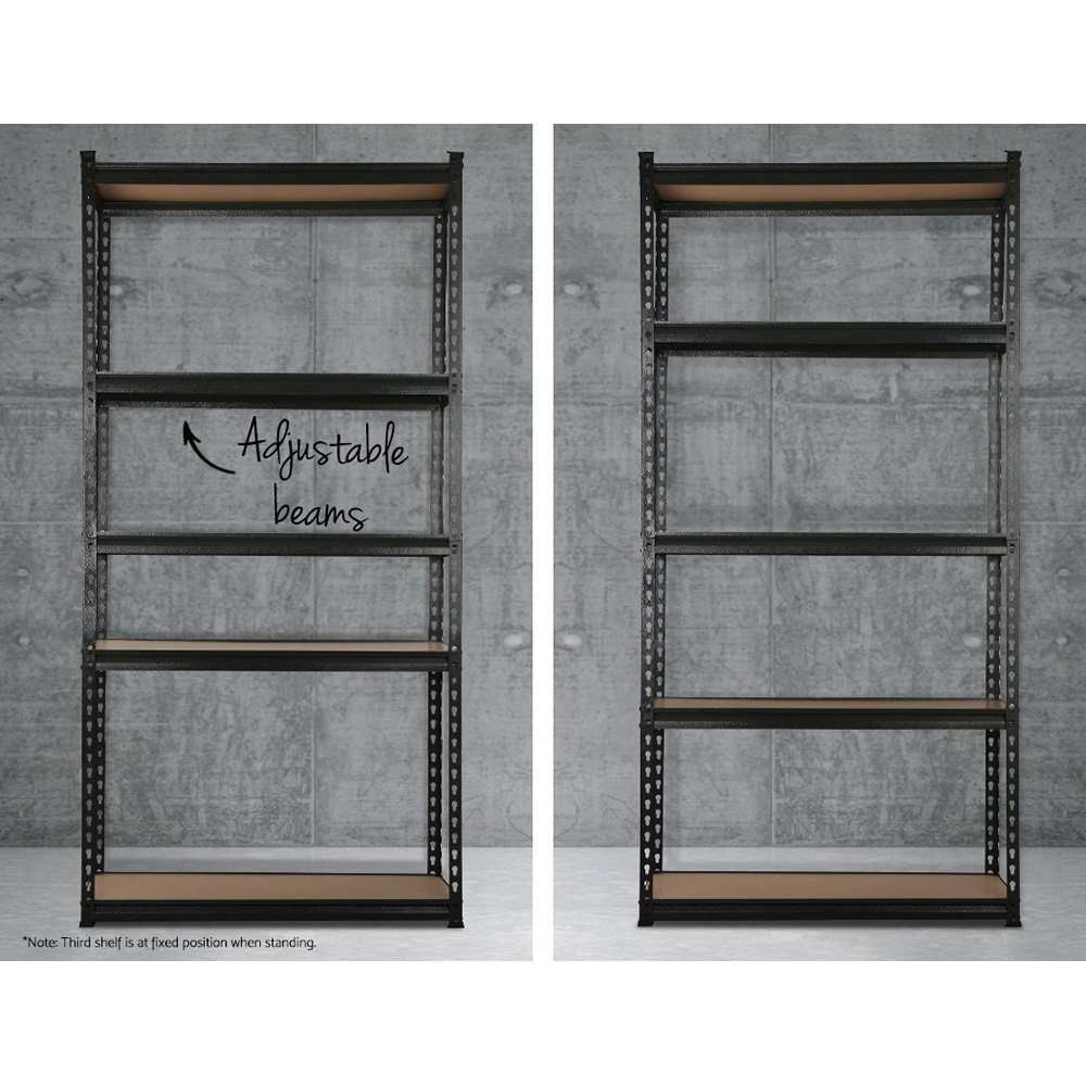 5x1.8m 5-shelves Steel Warehouse Shelving Racking Garage Storage Rack Black