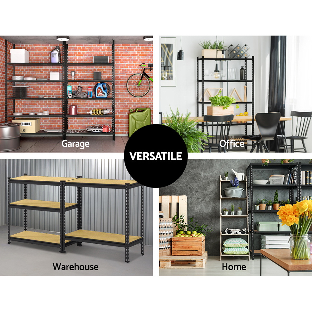5x1.8m 5-shelves Steel Warehouse Shelving Racking Garage Storage Rack Black