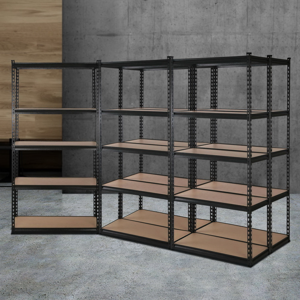 5x1.8m 5-shelves Steel Warehouse Shelving Racking Garage Storage Rack Black