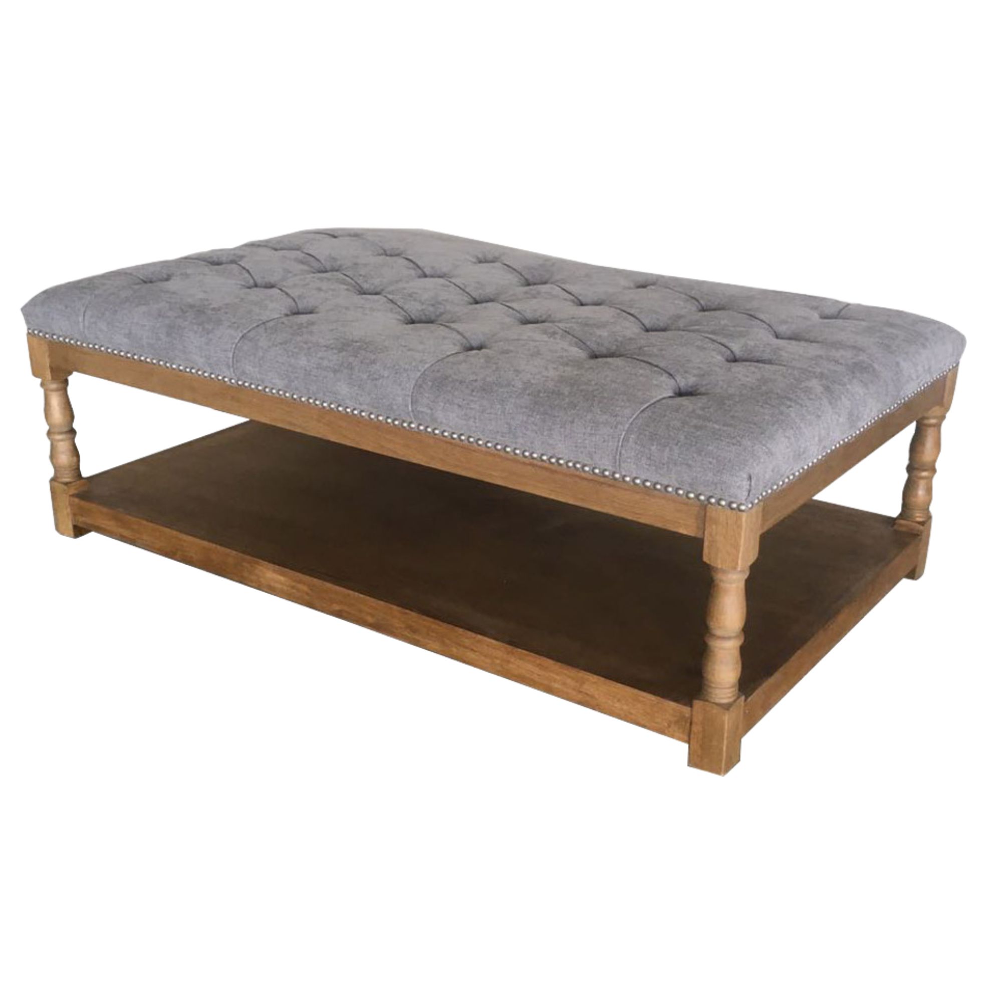 Rosebud Ottoman Bed End Chair Seat Tufted Fabric Seat Storage Foot Stools -steel