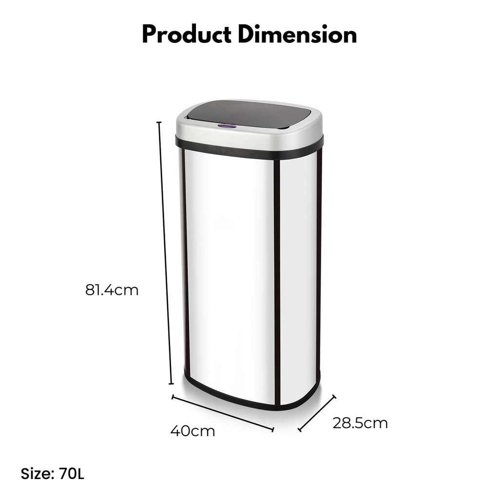 Miraklass Sensor Bin 70l Mirror Oval Mk-sb-103-jr