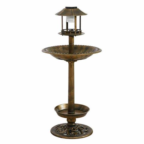 Ornamental Solar Light Garden Ornaments Bird Bath Feeder Food Station 1 item