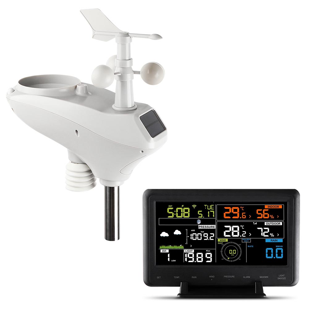 Devanti Wireless Wifi Professional Weather Station Solar Sensor Lcd Uv Light