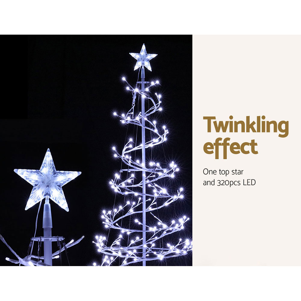 Jingle Jollys Christmas Tree 1.8m 320 Led Xmas Cold White Lights Optic Fibre