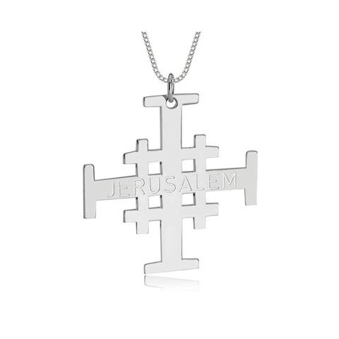 Engraved Jerusalem Cross Necklace 1 item