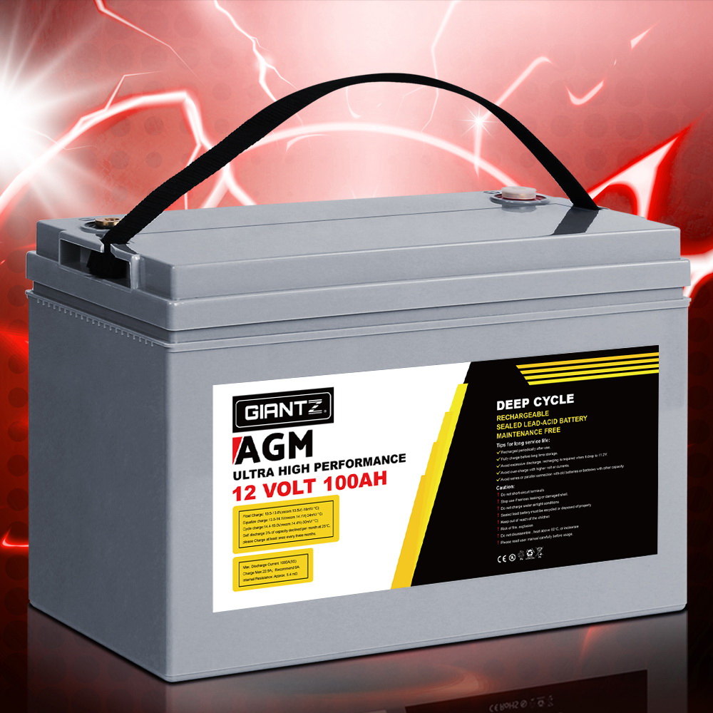 Giantz Agm Deep Cycle Battery 12v 120ah Marine Sealed Power Portable Box Sola