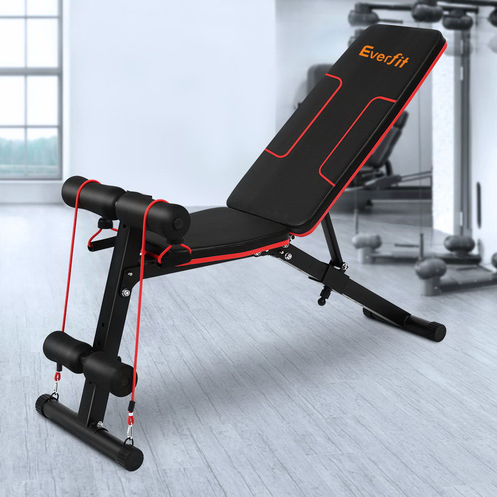 Everfit Adjustable Fid Weight Bench Fitness Flat Incline Gym Home Steel Frame