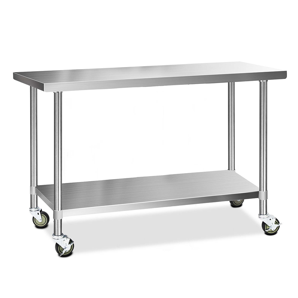 Cefito 430 Stainless Steel Kitchen Benches Work Bench Food Prep Table With Wheels 1524mm X 610mm