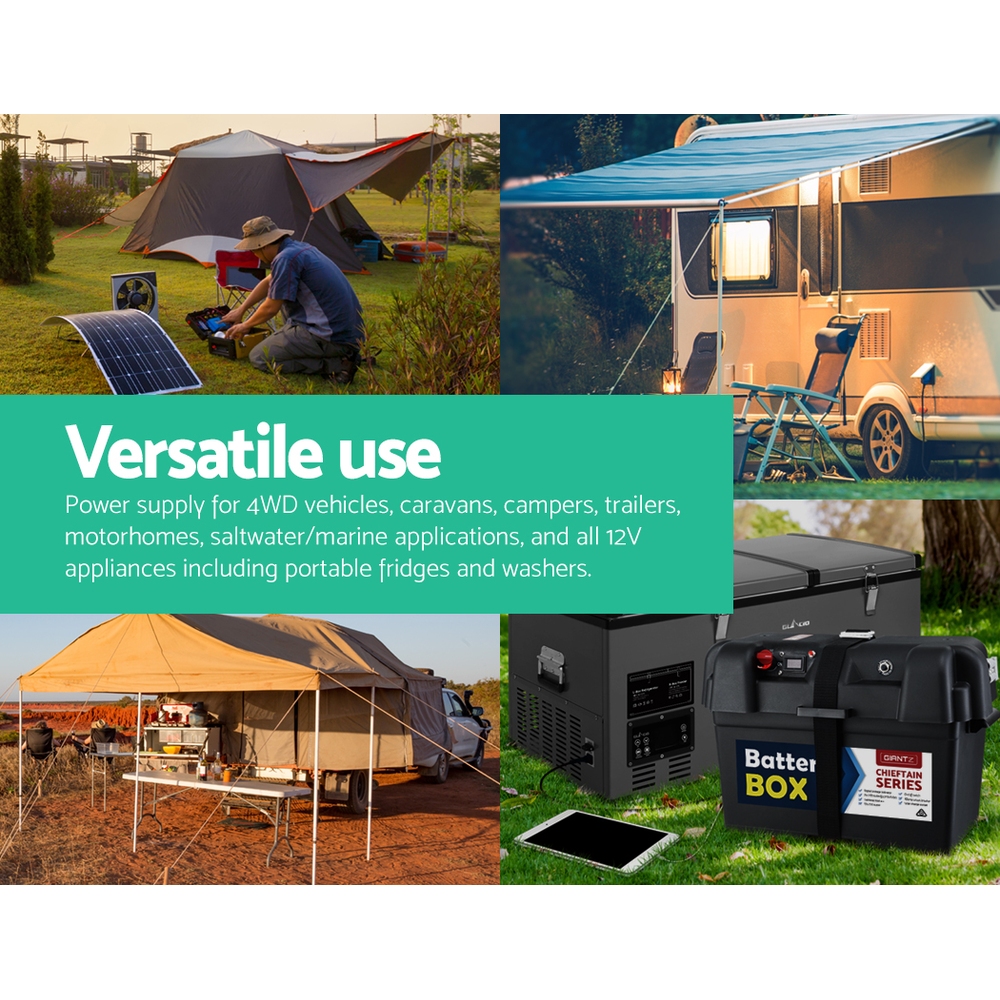 Giantz 75ah Deep Cycle Battery 12v Agm Marine Sealed Power Portable Box Solar Caravan Camping