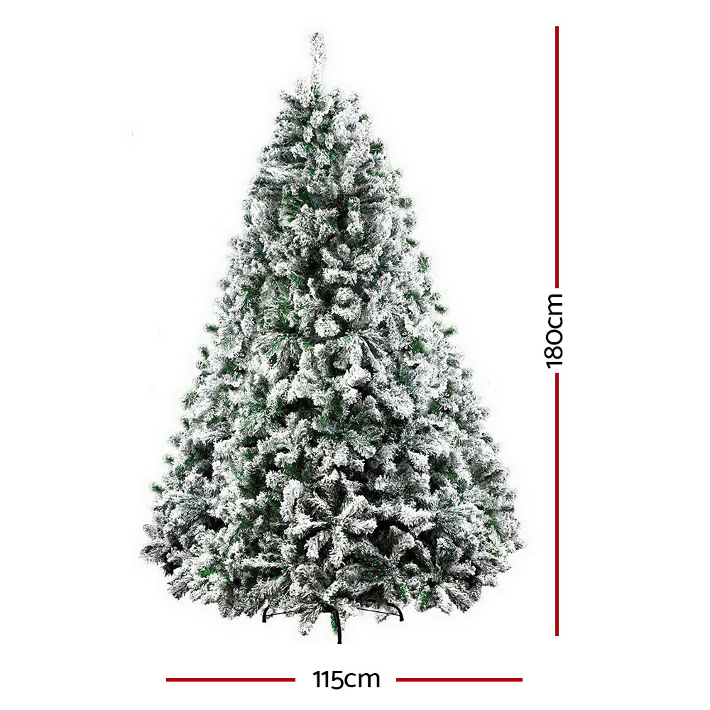 Jingle Jollys Christmas Tree 1.8m Xmas Trees Decorations Snowy 758 Tips