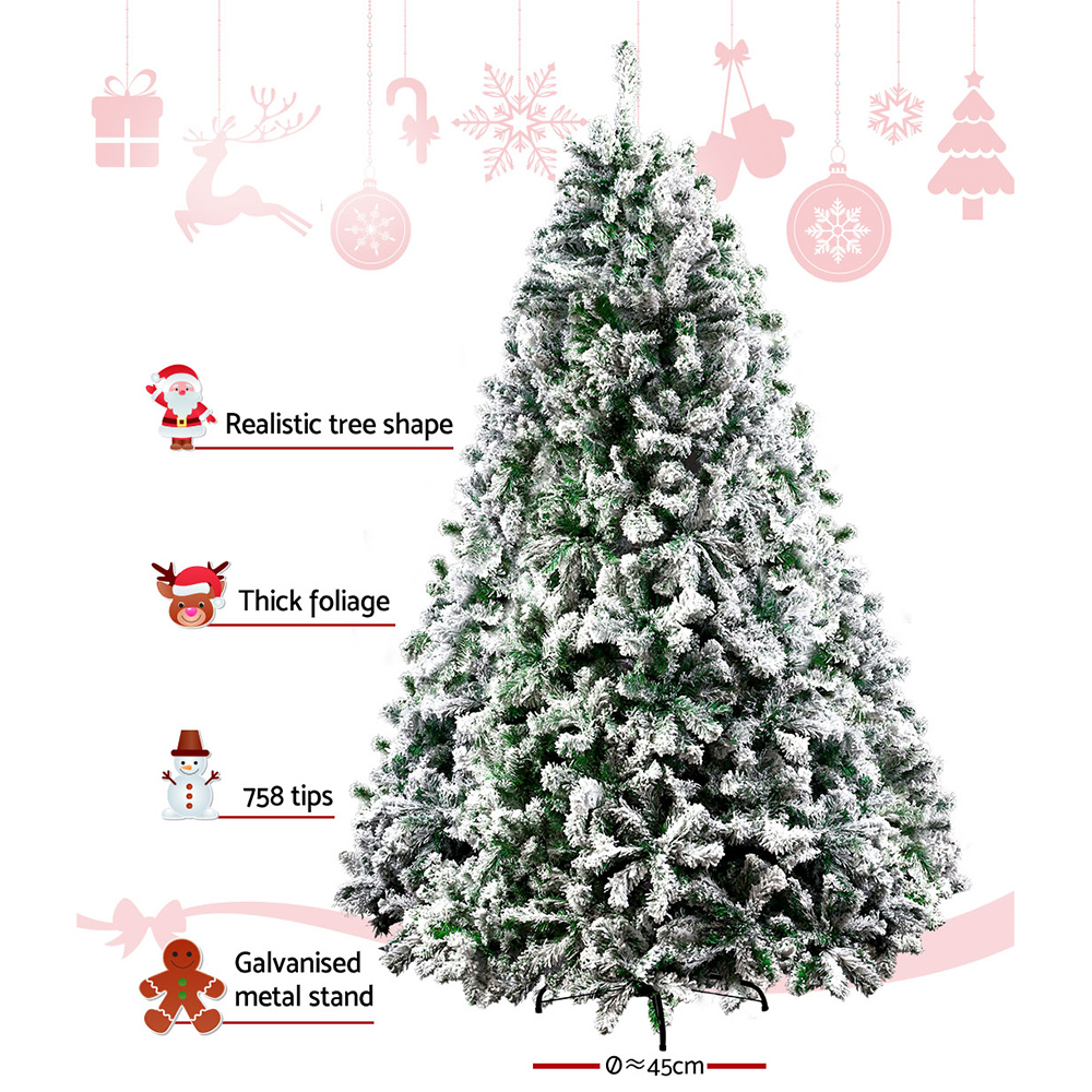 Jingle Jollys Christmas Tree 1.8m Xmas Trees Decorations Snowy 758 Tips