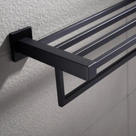 600mm Black Towel Shelf Double Bar Rack Rail Holder Wall Mount Ss304 1 item