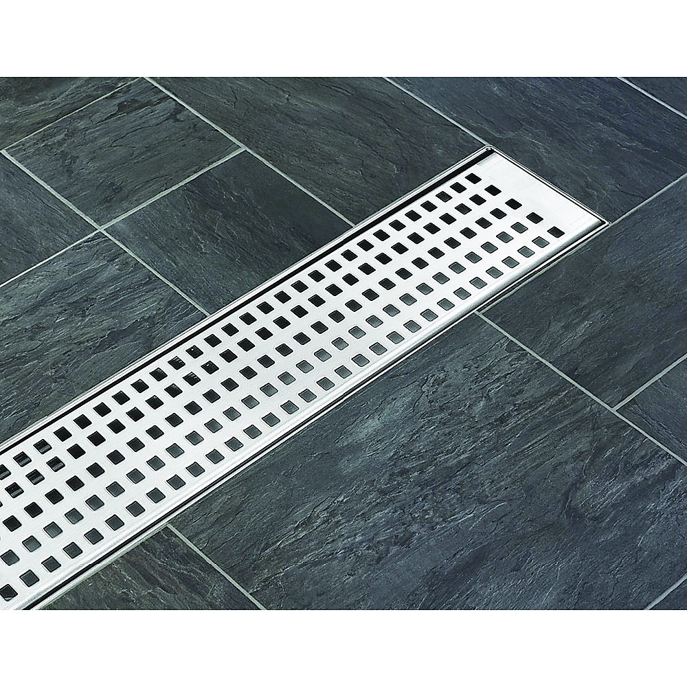 900mm Bathroom Shower Stainless Steel Grate Drain W centre Outlet Floor Waste Square Pattern