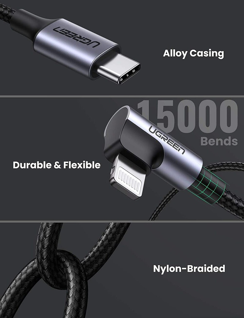 Ugreen Angled Usb Type-c 2.0 Cable 2m - 60765