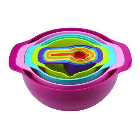 10 Pcs Nesting Rainbow Measuring Cups Mixing Bowls With Handles 1 item