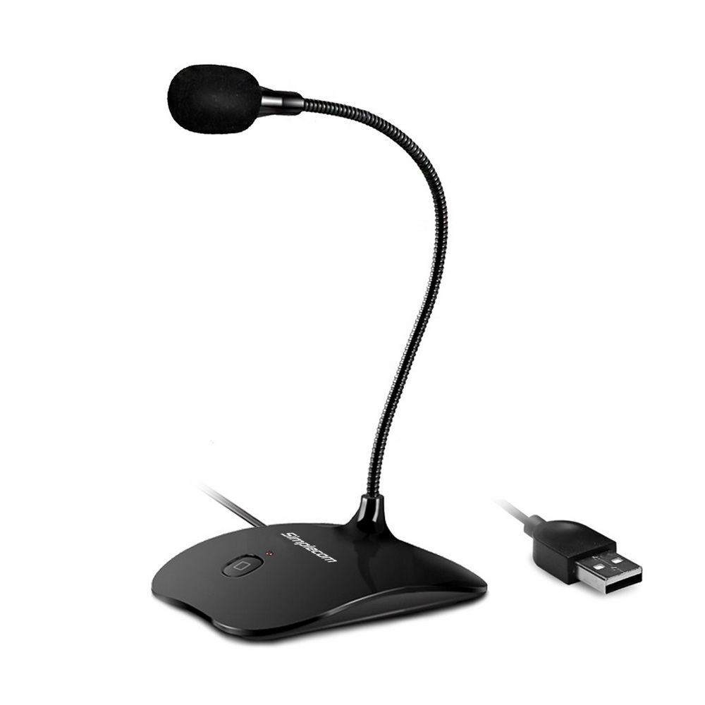 Simplecom Um350 Plug and Play Usb Desktop Microphone With Flexible Neck and Mute Button