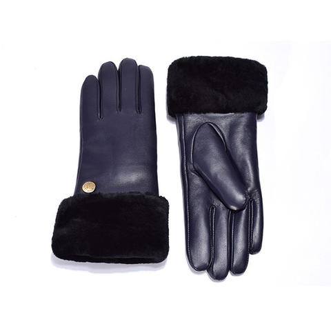 Ugg Australian Sheepskin Leather Gloves Navy Womens Chloe Large