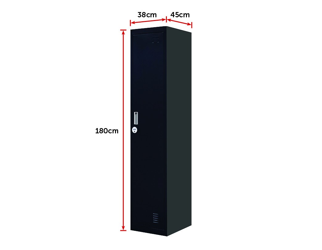 4-digit Combination Lock One-door Office Gym Shed Clothing Locker Cabinet Black