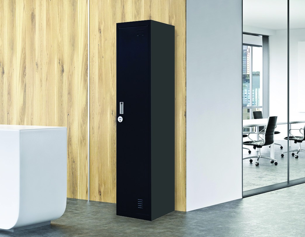 4-digit Combination Lock One-door Office Gym Shed Clothing Locker Cabinet Black