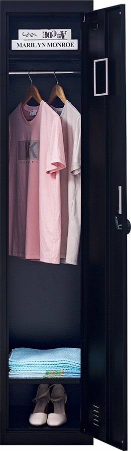 4-digit Combination Lock One-door Office Gym Shed Clothing Locker Cabinet Black