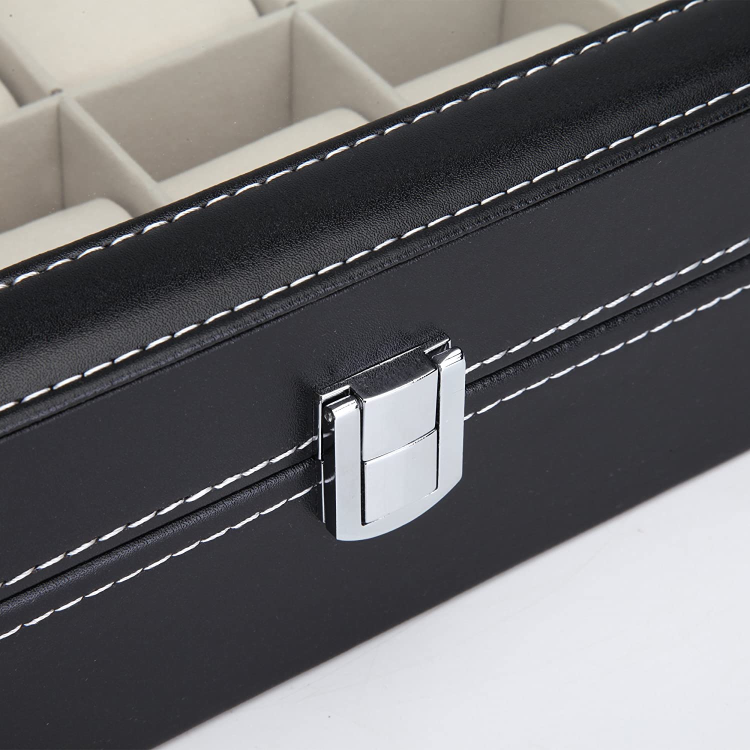 Black Pu Leather Watch Organizer Display Storage Box Cases for Men and Women (12 Slots)