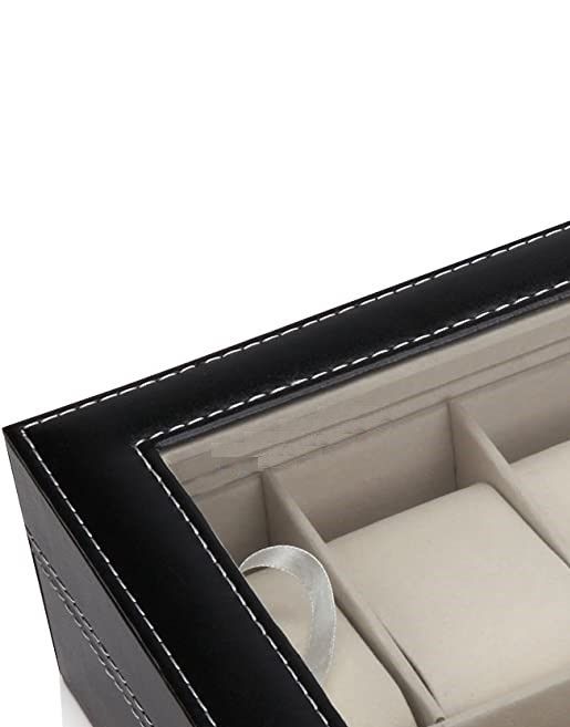 Black Pu Leather Watch Organizer Display Storage Box Cases for Men and Women (12 Slots)