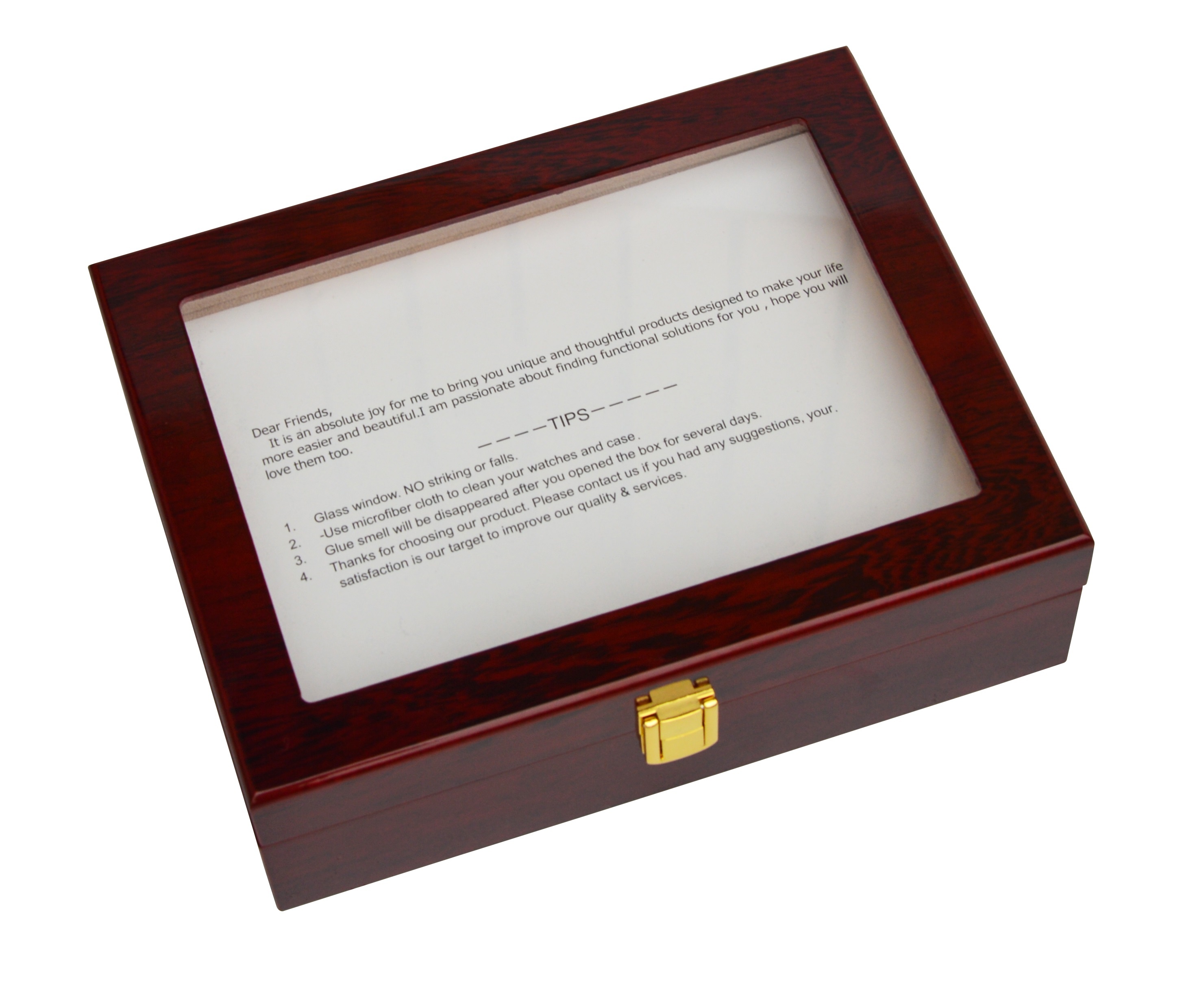 10 Grids Wooden Watch Case Glass Jewellery Storage Holder Box Wood Display