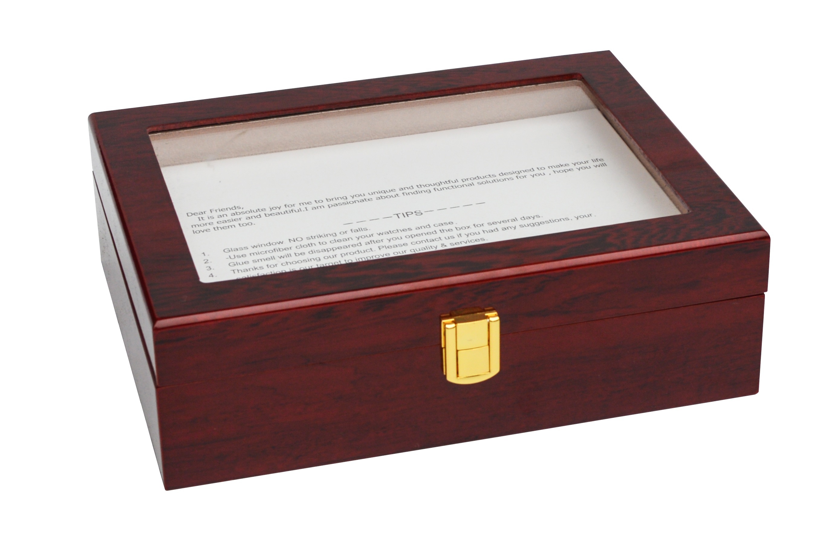 10 Grids Wooden Watch Case Glass Jewellery Storage Holder Box Wood Display