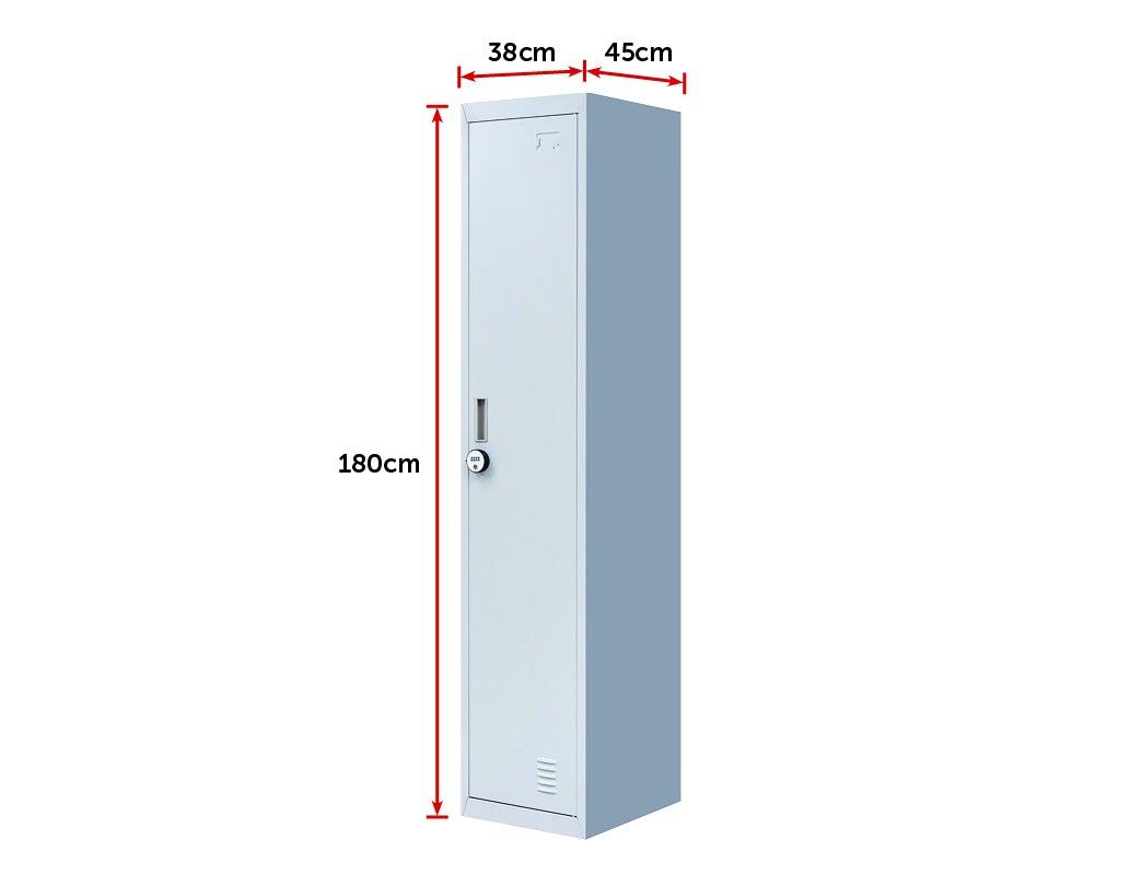 4-digit Combination Lock One-door Office Gym Shed Clothing Locker Cabinet Grey