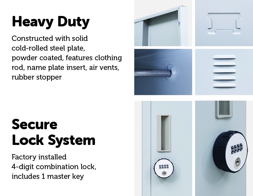 4-digit Combination Lock One-door Office Gym Shed Clothing Locker Cabinet Grey