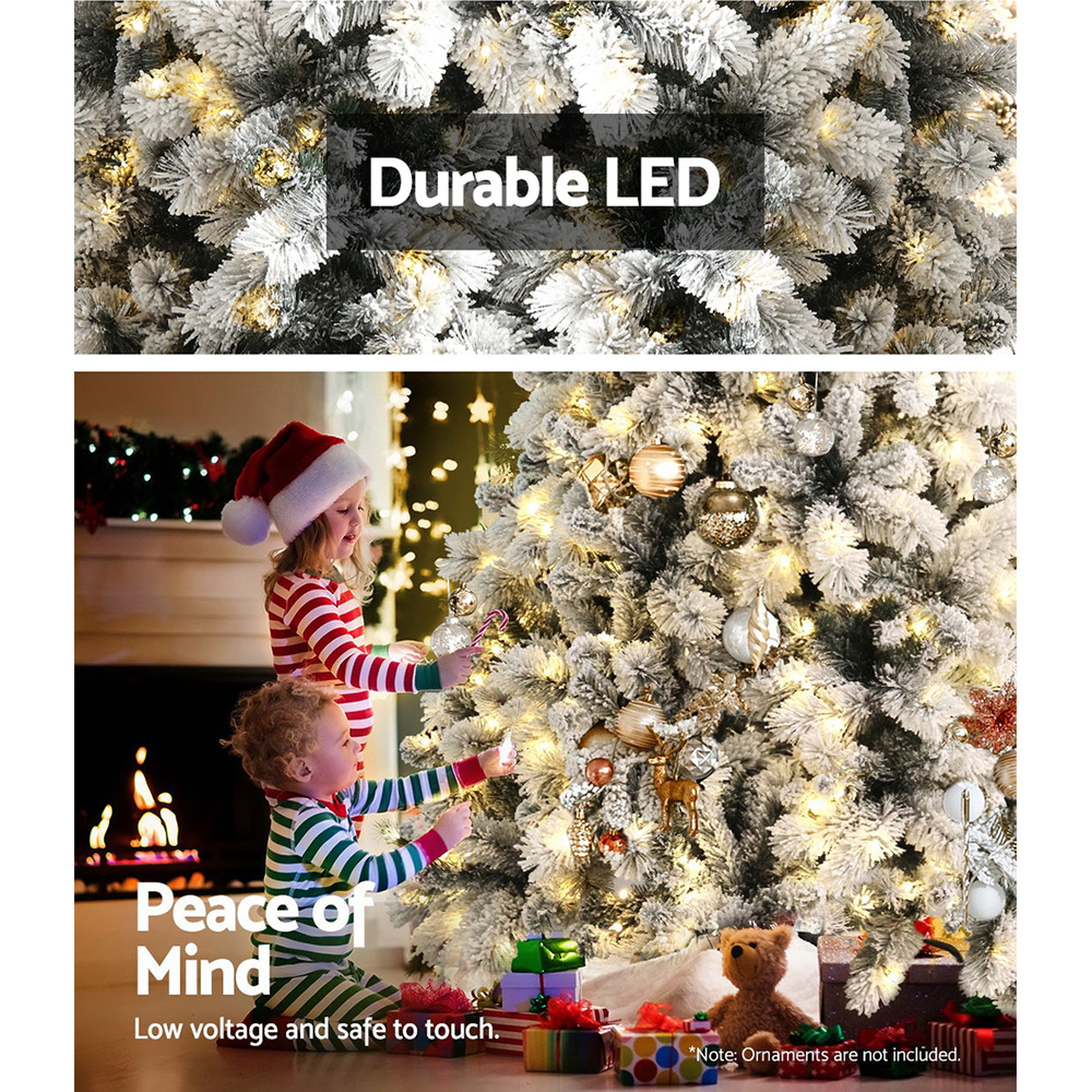 Jingle Jollys Christmas Tree 1.8m Xmas Tree With 350 Led Lights Snowy Tips