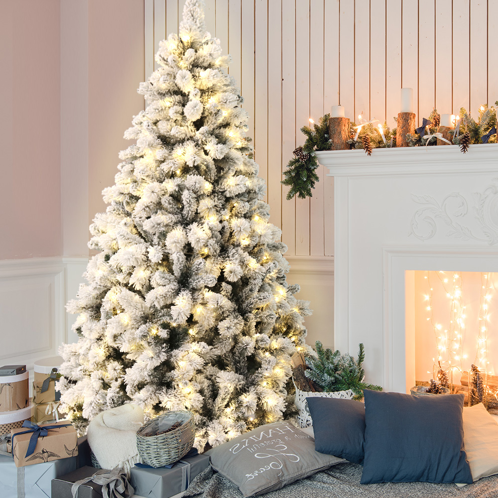 Jingle Jollys Christmas Tree 1.8m Xmas Tree With 350 Led Lights Snowy Tips