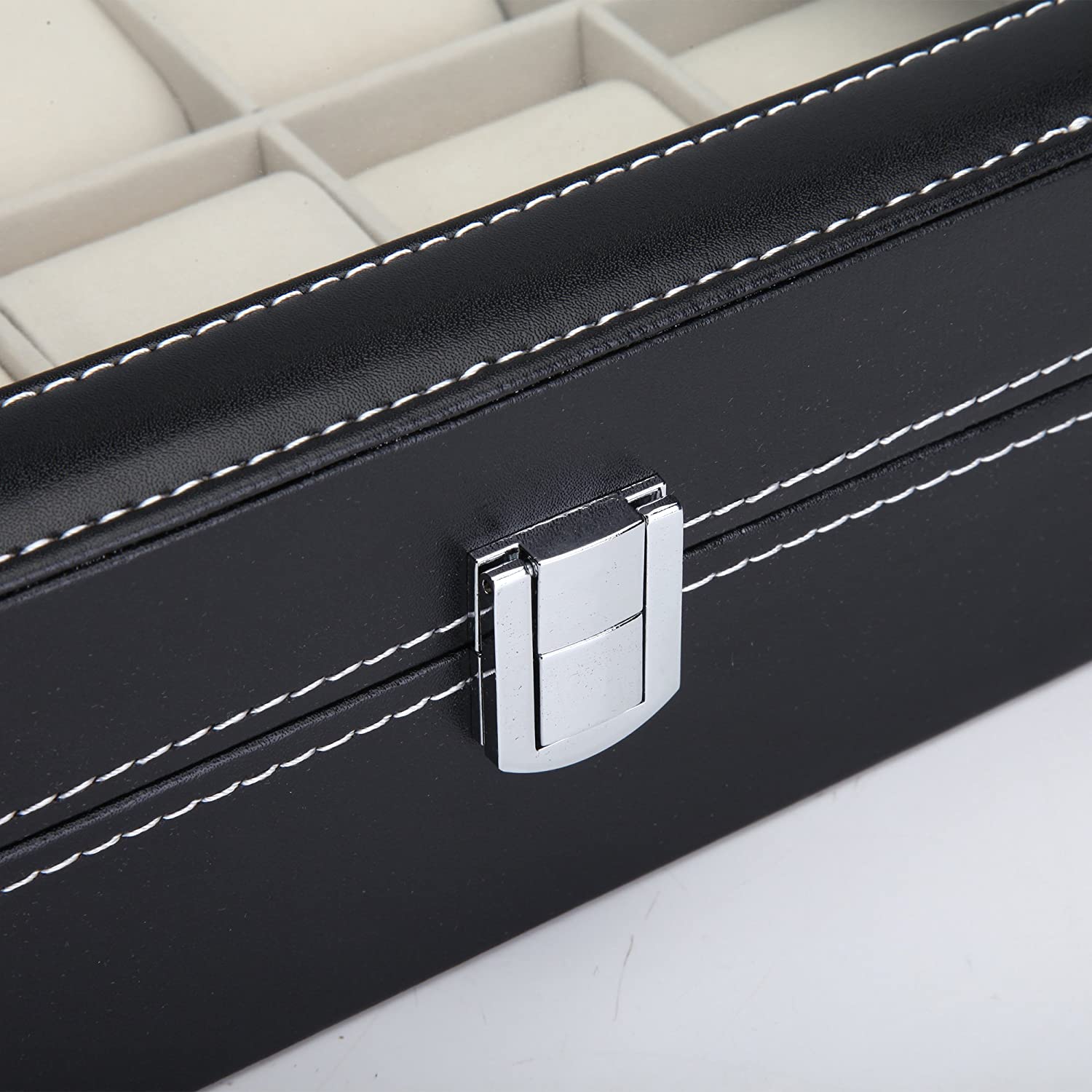 Black Pu Leather Watch Organizer Display Storage Box Cases for Men and Women (10 Slots)