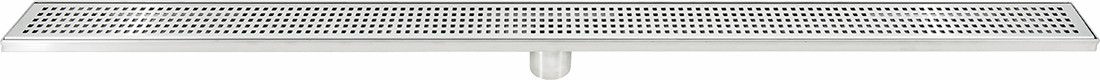 1200mm Bathroom Shower Stainless Steel Grate Drain W centre Outlet Floor Waste Square Pattern
