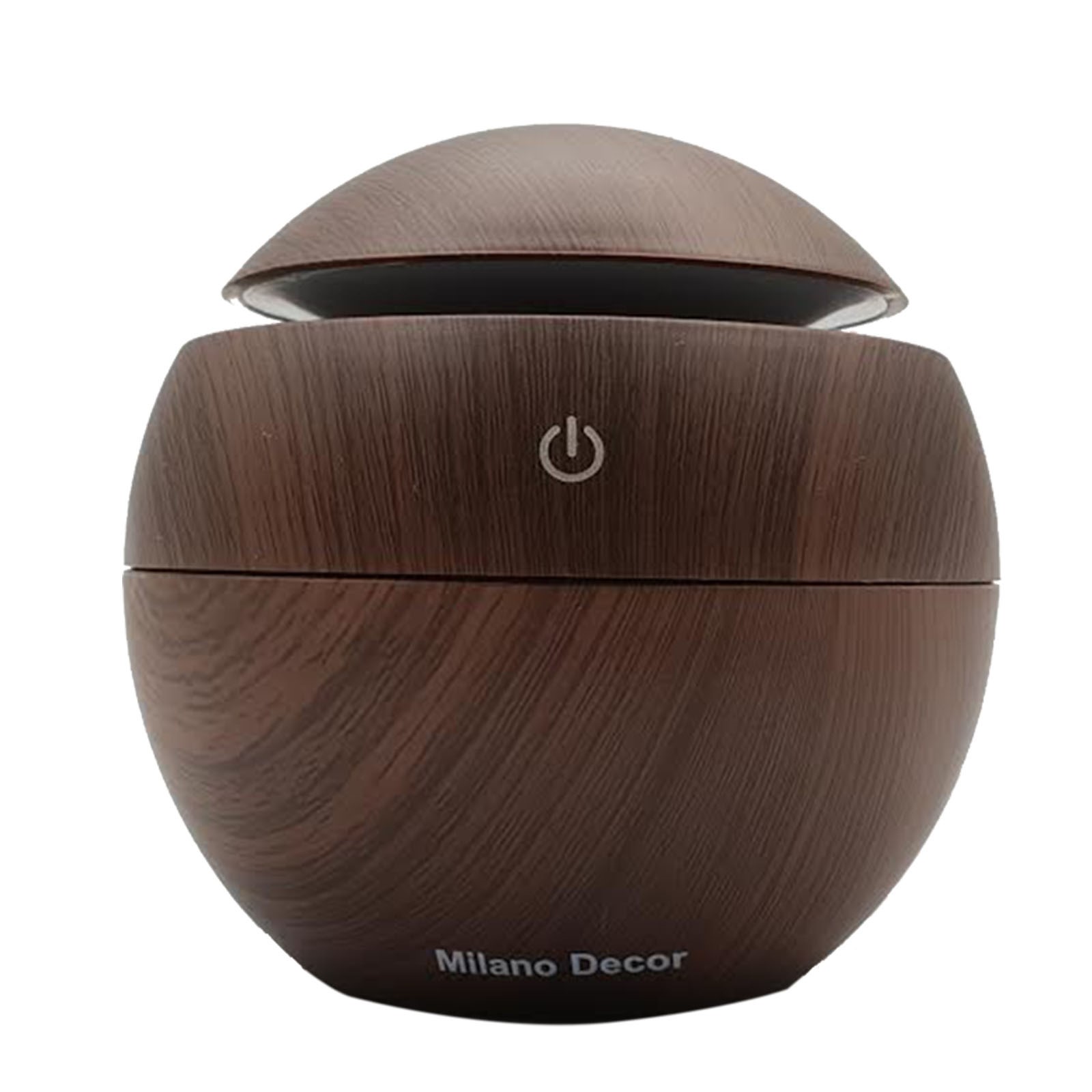 Milano Ultrasonic Usb Diffuser With 10 Aroma Oils Humidifier Led Light 130ml - Dark Wood