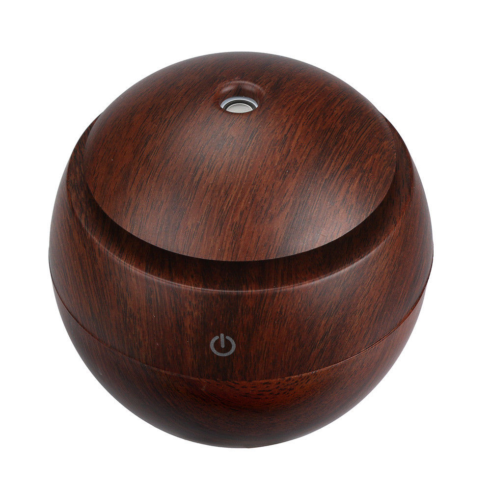 Milano Ultrasonic Usb Diffuser With 10 Aroma Oils Humidifier Led Light 130ml - Dark Wood