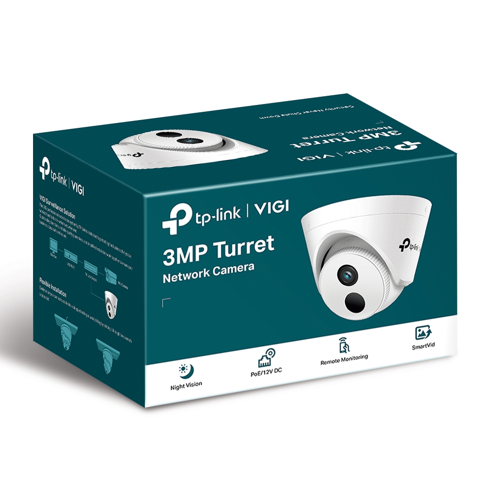 Tp-link Vigi C400hp-2.8 3mp Turret Network Camera 2.8mm Lens Smart Detection Smart Ir Wdr 3d Ndr Night Vision H.265+ Poe 12v Dc