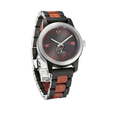 Mens Handcrafted Engraving Ebony And Rosewood Watch 1 item