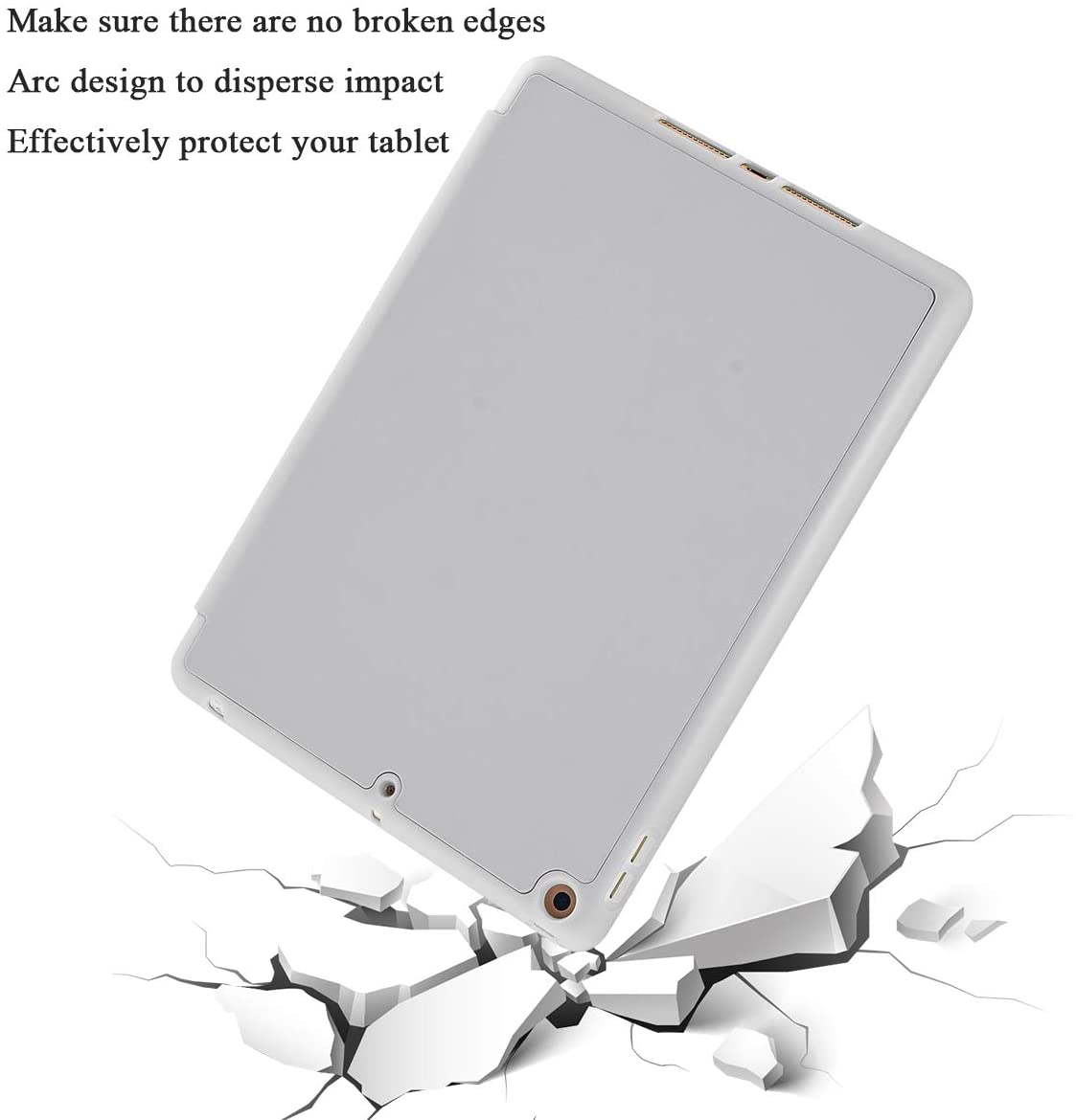 Ipad 10.2 2019 7th Pencil Holder Slim Smart Tpu Soft Case Grey