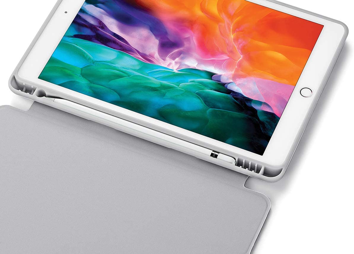 Ipad 10.2 2019 7th Pencil Holder Slim Smart Tpu Soft Case Grey